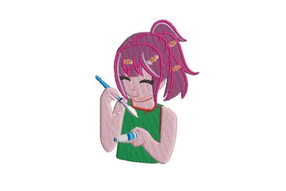 Animestyle Girl Holding a Paintbrush – Embroidery Review