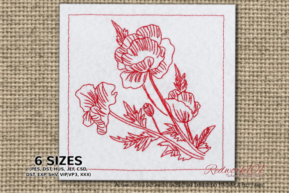 Artistic Poppies: Redwork Embroidery Design Review