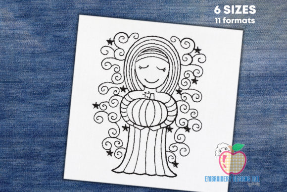 Girl Holding a Pumpkin: Real Embroidery Review