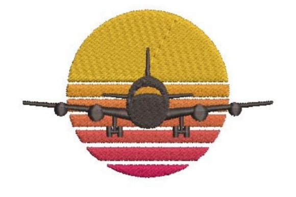 Retro Plane Silhouette with Sunset Embroidery Review