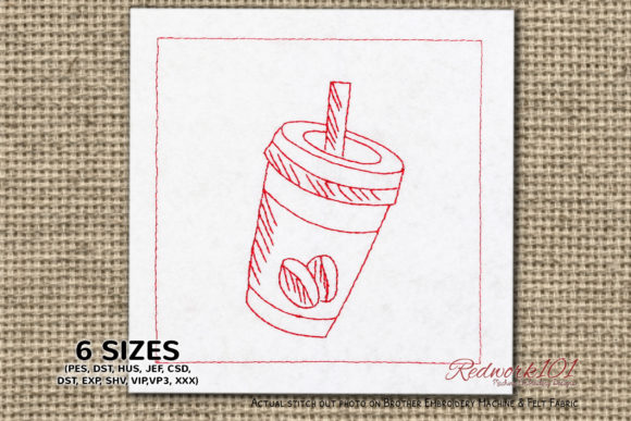 Reviewing the Coffee Cup with Straw Embroidery Design