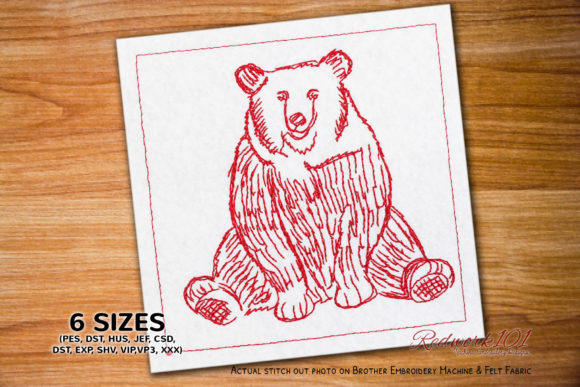 Sitting Brown Bear Embroidery Design Review for Apparel